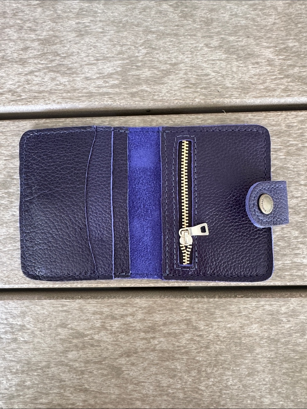 NWOT Portland Leather Goods Cobalt Mini Bifold Wallet - Picture 3 of 3